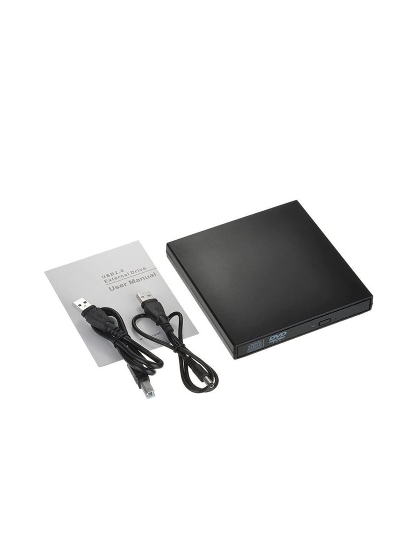External Drive USB 2.0 Ultra Slim CD/DVD ROM  RW Burner Player Rewriter for All Laptop Notebook Desktop with Windows 7 8 10 XP MAC Black  - Image 1