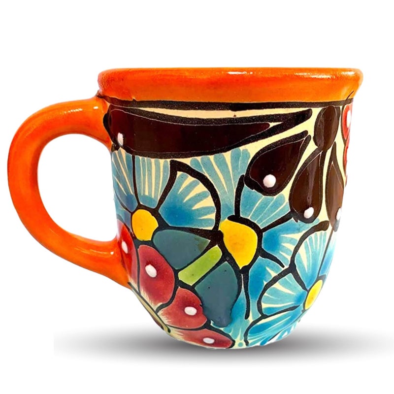 Casa Fiesta Designs Colorful Ceramic Mug  Hand Painted Mexican Pottery Coffee Mug Talavera Fiesta Mug  Taza Mexicana Multicolor