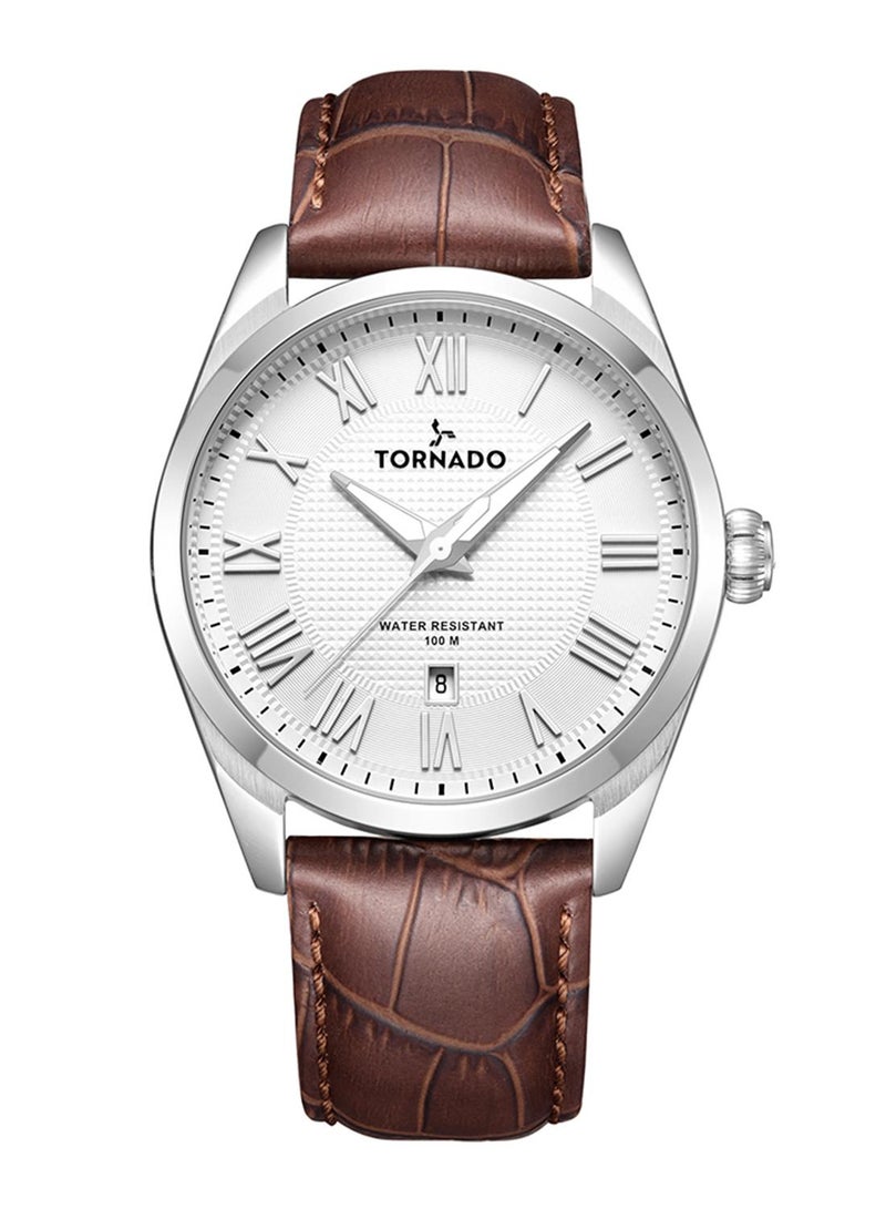 TORNADO Men's Leather Analog Watch T8007-SLDW - 42x48 mm - Image 1
