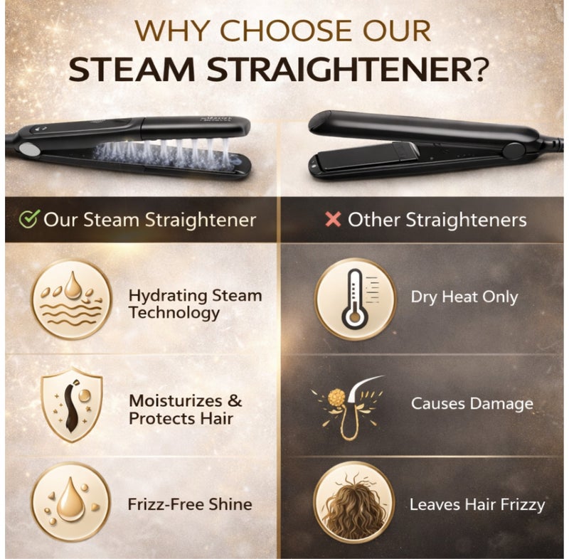 PROFESSIONAL Hair Professional Salon Ceramic Tourmaline Vapor Steam Flat Iron Hair Straightener Dual Voltage 2 in 1 Straightening Curling Led Display with Adjustable Temperature - Image 4