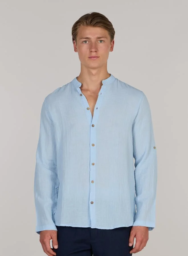 Regular Fit Mandarin Collar Resort Shirt