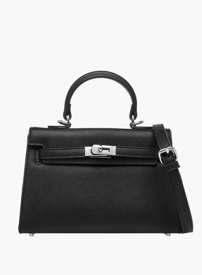 سيليست Solid Satchel Bag with Detachable Strap and Twist Lock Closure