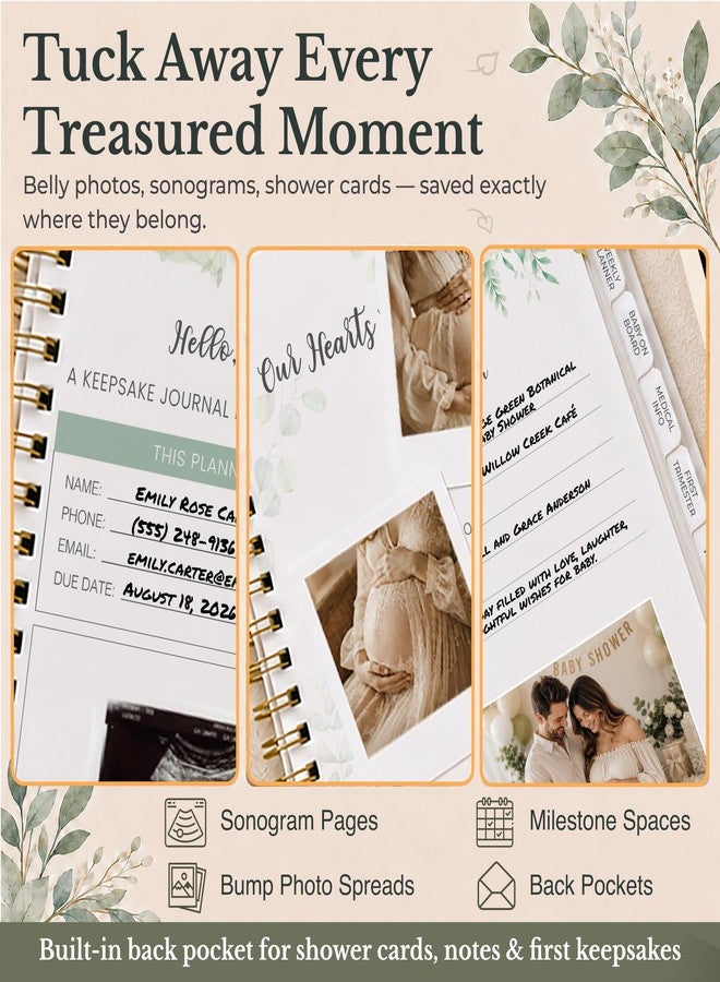Only Zest Pregnancy Journal & Keepsake Memory Book for First-Time & Expecting Moms - 90-Page Hardcover Pregnancy Book with Ultrasound Pages, Photo Album & Keepsake Pocket - Maternity Scrapbook - Image 4