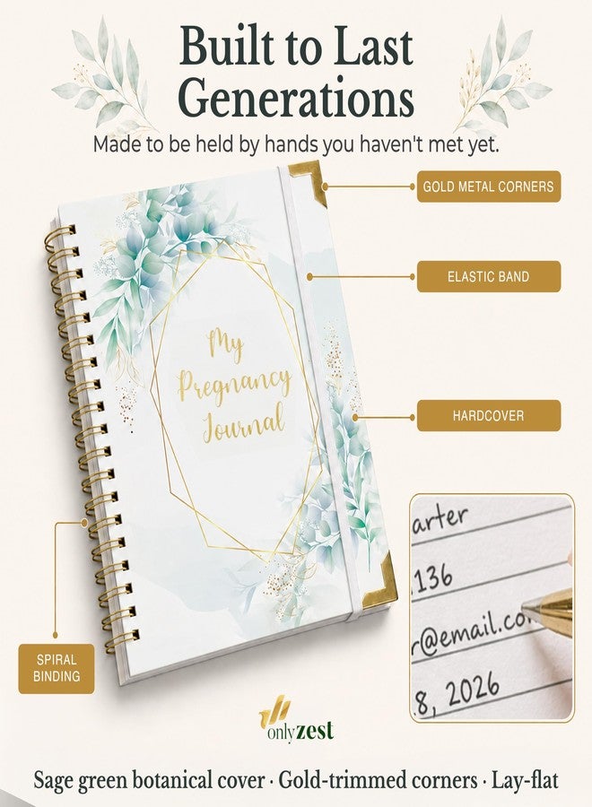 Only Zest Pregnancy Journal & Keepsake Memory Book for First-Time & Expecting Moms - 90-Page Hardcover Pregnancy Book with Ultrasound Pages, Photo Album & Keepsake Pocket - Maternity Scrapbook - Image 5