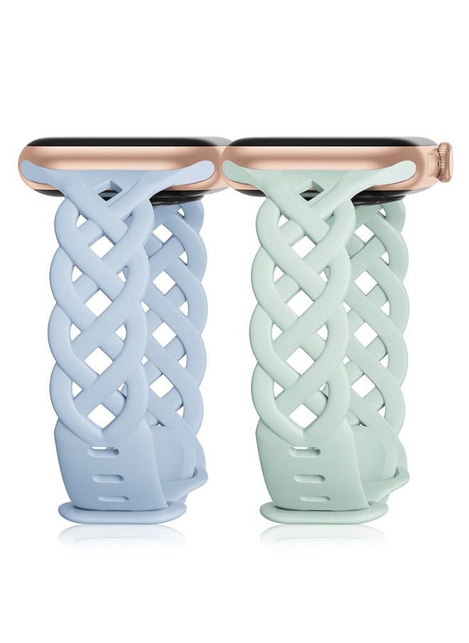 Bandiction - Braided Silicone Bands Compatible with Apple Watch 38mm 40mm 41mm 42mm 44mm 45mm 46mm 49mm for Women, Slim Thin Narrow Hollow-out Strap Cute for iWatch Ultra 2 Series 10/SE/9/8/7/6/5/4/3/2/1 Women - Image 1