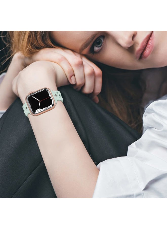 Bandiction - Braided Silicone Bands Compatible with Apple Watch 38mm 40mm 41mm 42mm 44mm 45mm 46mm 49mm for Women, Slim Thin Narrow Hollow-out Strap Cute for iWatch Ultra 2 Series 10/SE/9/8/7/6/5/4/3/2/1 Women - Image 1