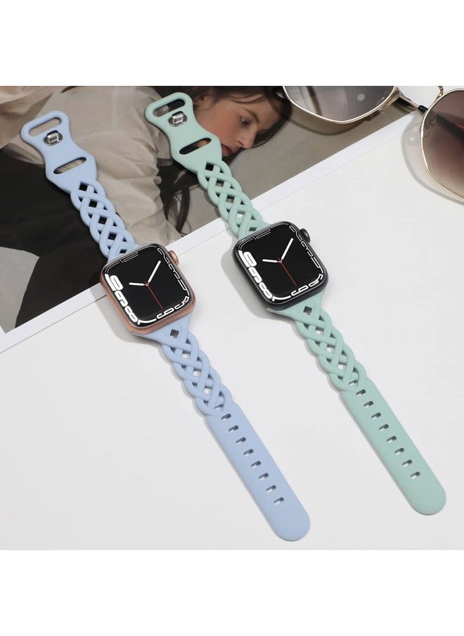 Bandiction - Braided Silicone Bands Compatible with Apple Watch 38mm 40mm 41mm 42mm 44mm 45mm 46mm 49mm for Women, Slim Thin Narrow Hollow-out Strap Cute for iWatch Ultra 2 Series 10/SE/9/8/7/6/5/4/3/2/1 Women - Image 1