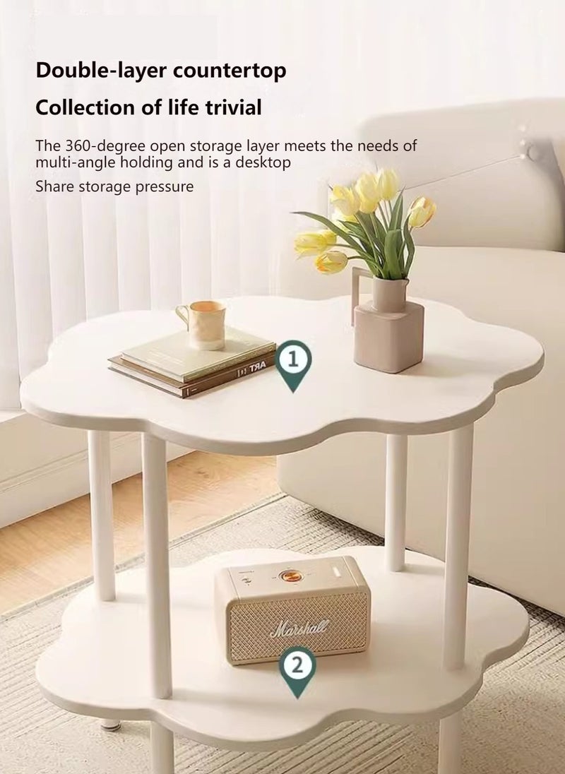 Sharpdo Simple Modern Flower Creative Double-Layer Tea Table Living Room Sofa Side Coffee Table 40*59*58CM - Image 4