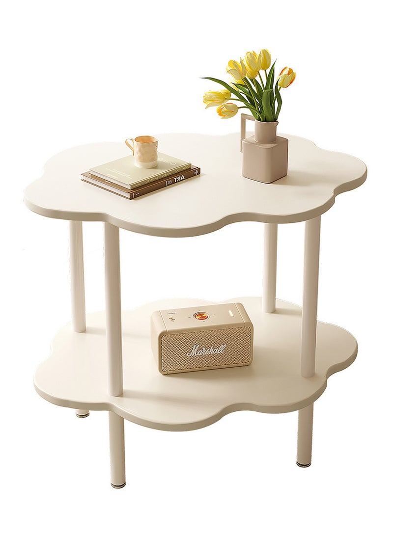 Sharpdo Simple Modern Flower Creative Double-Layer Tea Table Living Room Sofa Side Coffee Table 40*59*58CM - Image 1
