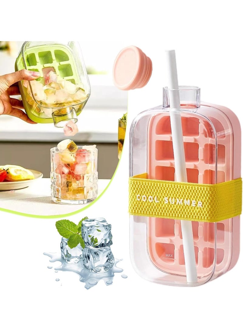 Ice Cube Bottle - 2 in 1 Touch-Free Ice Cube Tray Water Bottle, 2-in-1 Ice Cube Tray & Bottle, Easy Ice Release for Freezer, Perfect, For Coffee, Juice, And Beverages ( 800ml)  - Image 1