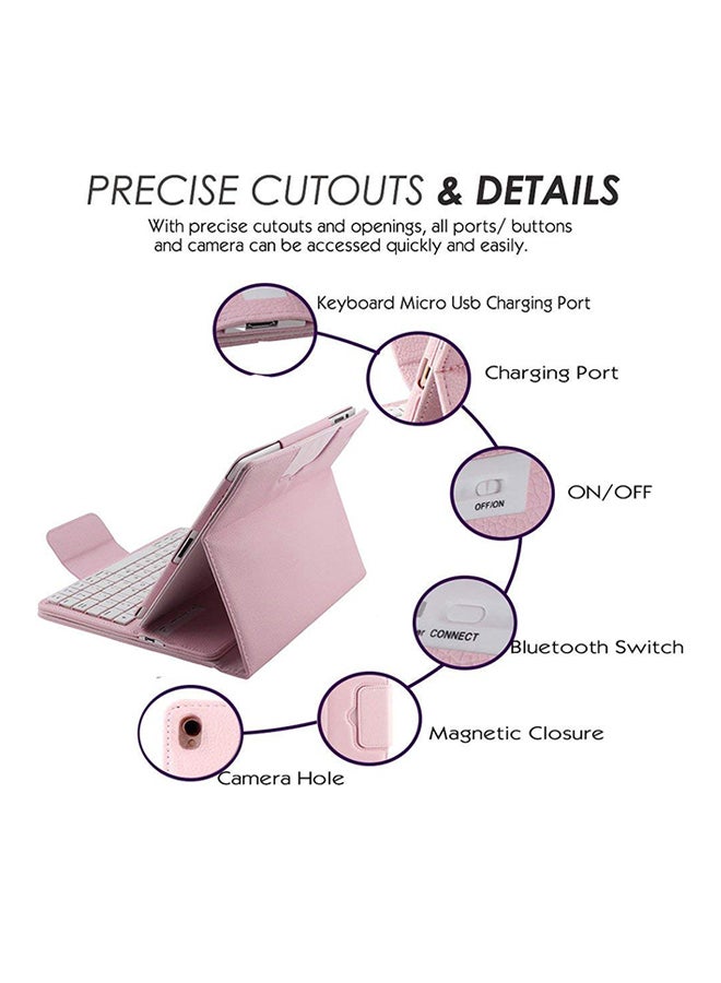Wireless Bluetooth Keyboard Protective Case For Apple iPad 9.7 Inch Pink - Image 5