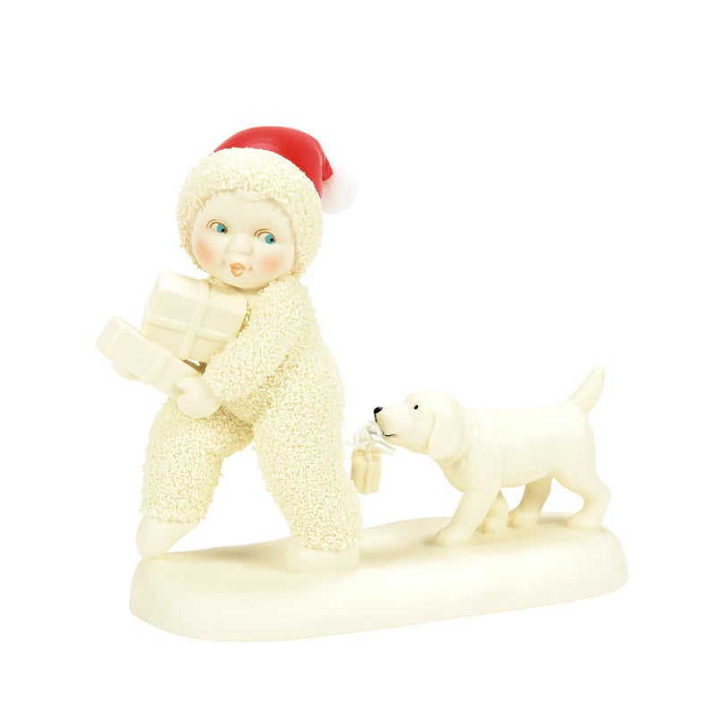 Department 56 Snowbabies Christmas Jubilee Puppy Parcels Figurine 433 Inch Multicolor