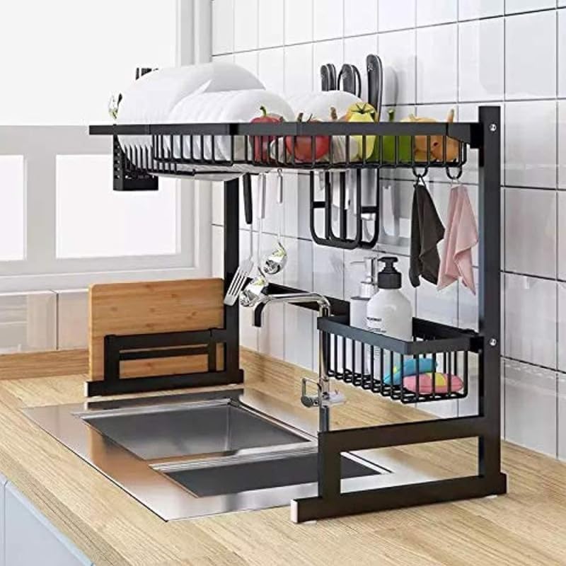 Harmony Home Stainless Steel Dish Drying Rack Over Sink – Kitchen Drainer, Utensils Holder & Storage Shelf for Kitchen Supplies - Image 3