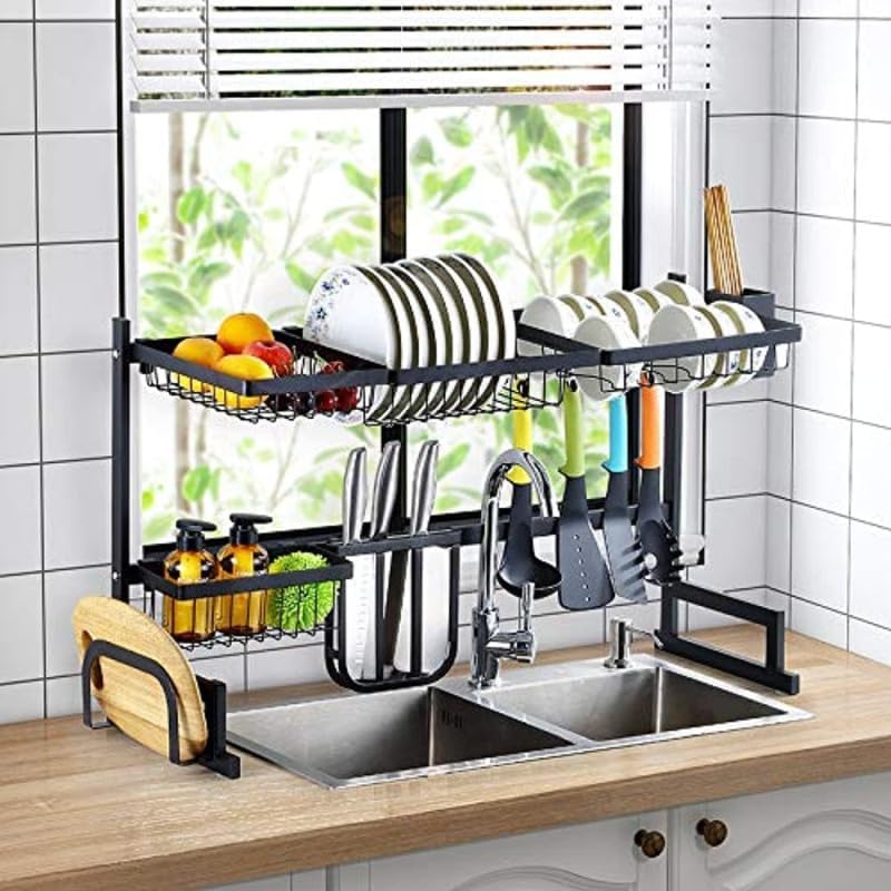 Harmony Home Stainless Steel Dish Drying Rack Over Sink – Kitchen Drainer, Utensils Holder & Storage Shelf for Kitchen Supplies - Image 1
