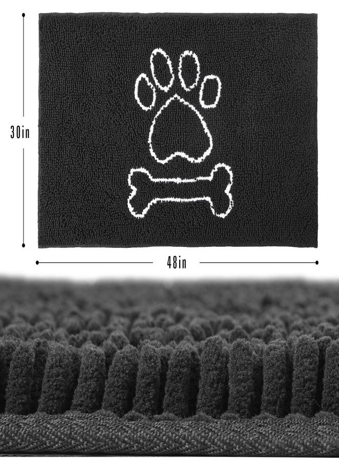 AROGAN سجادة باب من الشنيل الأسود من أروجان، مناسبة للكلاب، للاستخدام الداخلي، قابلة للغسل، مثالية لدخول الأماكن الموحلة والمزدحمة، بتصميم آثار أقدام الكلاب الموحلة، مقاس 30 × 48 بوصة. - Image 4