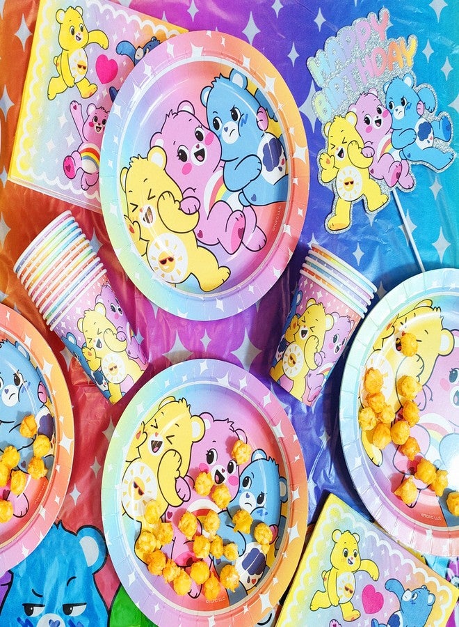 LUV HER Care Bears Birthday Decorations 58Pcs Table Decorations Party Supplies: Paper Plates, Cups Napkins, Table Cloth Cake Topper Rainbow Party Favor Gender Reveal Decor 3+ - Image 3