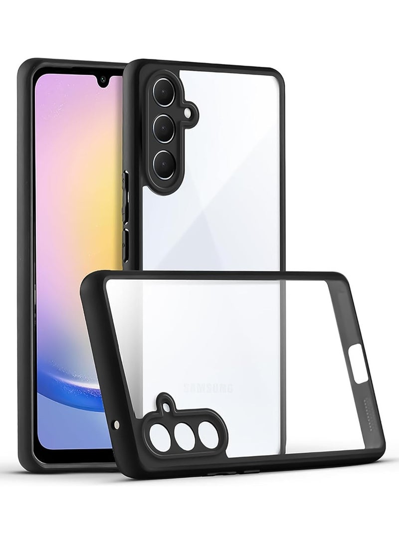 متوافق مع حافظة سامسونج جالاكسي A16 الشفافة، مقاومة للصدمات من الدرجة العسكرية ومضادة للاصفرار، حافظة هاتف واقية نحيفة وغطاء كامل من الصدمات مع عدسة الكاميرا الواقية - أسود - Image 1