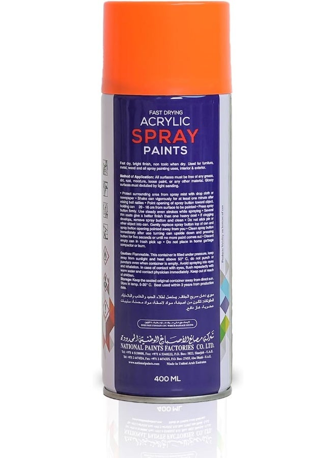 NATIONAL PAINTS National Paints Fast Drying Acrylic Spray Paint - Fluorescent Orange 630 - Image 2