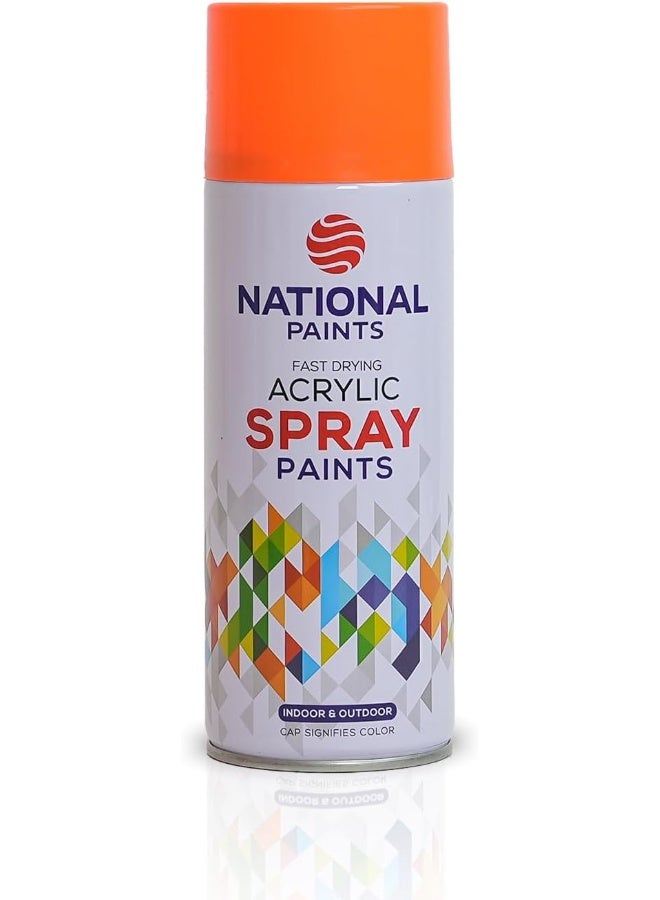 NATIONAL PAINTS National Paints Fast Drying Acrylic Spray Paint - Fluorescent Orange 630 - Image 1