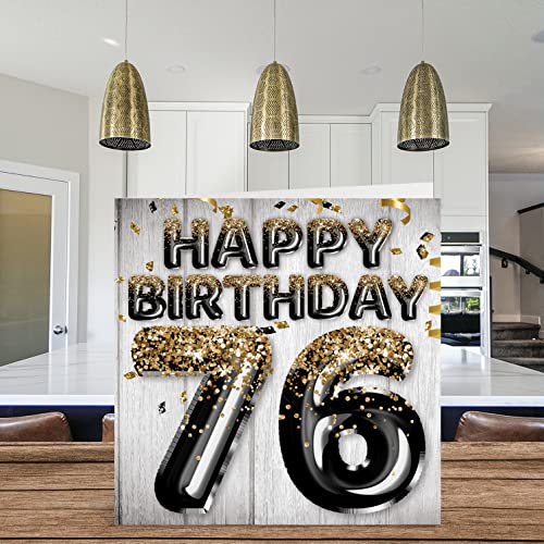 Stuff4 76th Birthday Card for Men - Black & Gold Glitter Balloons - Happy Birthday Cards for 76 Year Old Man Dad Papa Pop Pops Great Grandpa Gran, 5.7 Inch Seventy-Six Seventy-Sixth Greeting Cards Gift - Image 3