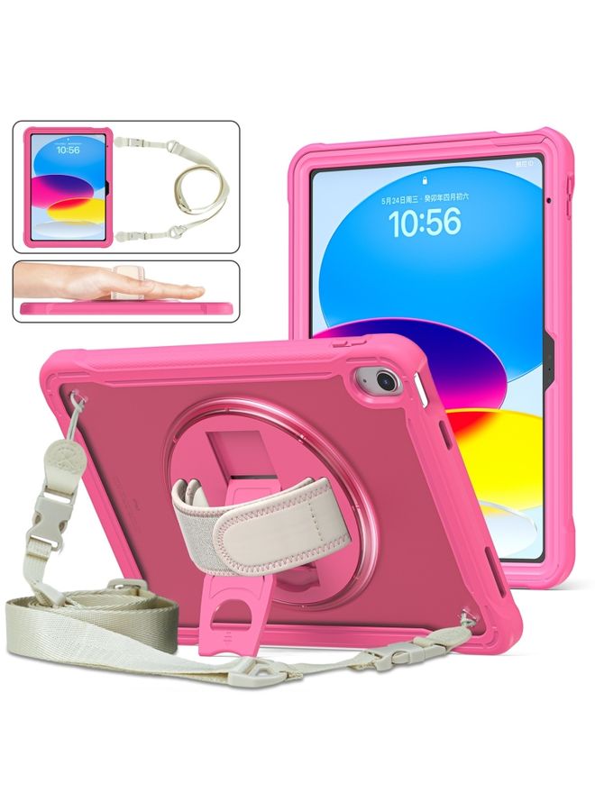 HuHa Case Cover For iPad 10th Gen 10.9 2022 Heavy Duty Hybrid Tablet Case with Handle & Strap Rose Red