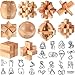 Tuanse 34 Pcs Metal Brain Teaser Puzzles for Kids Adult 3D Wooden Mind Games Puzzle Cube Wooden Brain Games Block Metal Wire Unlock Interlock Game Educational Logic Mind Desktop Toys - Image 2