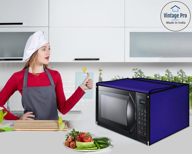Vintage Pro Vintage Pro Microwave Oven Cover Suitable for All Major Brands for Size 41X46X36CMS Ink Blue - Image 4