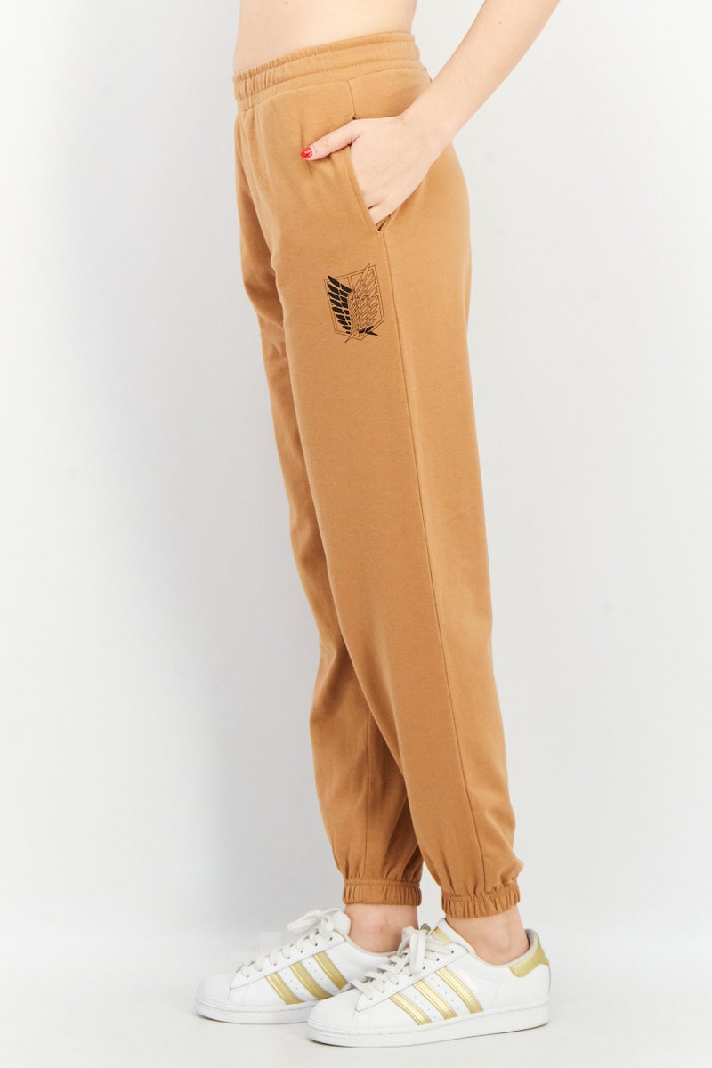 Attack on Titan Women Regular Fit High Waist Textured Trouser Pants, Brown - Image 2