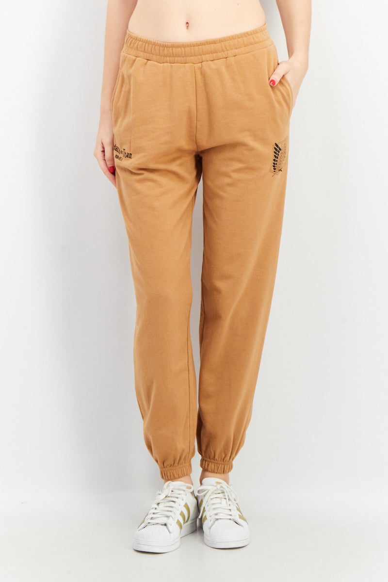 Attack on Titan Women Regular Fit High Waist Textured Trouser Pants, Brown - Image 1