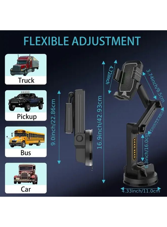 Heavy Duty Truck Phone Holder Compact 10 3 Inch Arm Stable Compatible with iPhone Samsung Grey - Image 2