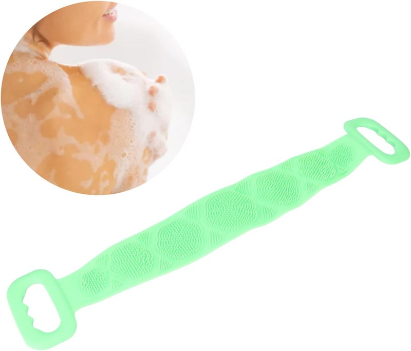 klarako Silicone Back Scrubber, Double Sided Bath Shower Exfoliating Back Cleaning Belt, powerful body cleaning Strap cleansing pores, preventing acne from clogging back pores for Men Women(green) - Image 2