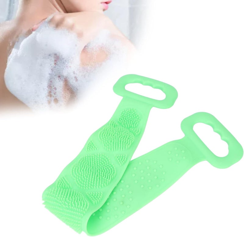 klarako Silicone Back Scrubber, Double Sided Bath Shower Exfoliating Back Cleaning Belt, powerful body cleaning Strap cleansing pores, preventing acne from clogging back pores for Men Women(green) - Image 3