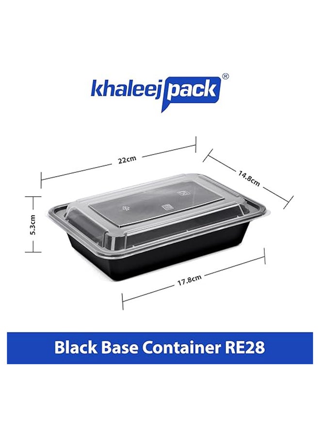 Khaleej Pack 58 oz-5 Pcs Black-Base clear Microwave container with lids - rectanglular  Disposable food storage container with lids - Image 4