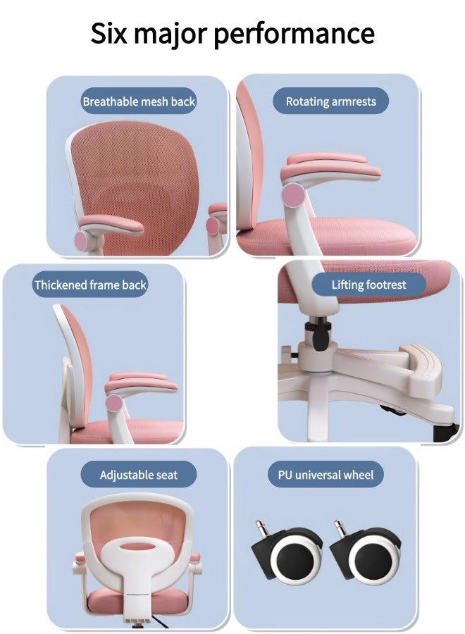 Vixplorn Office chair suitable for teenagers' growth, children's study chair, children's ergonomic chair, children's desk chair, office chair with adjustable armrests, height, universal wheels, footrest, office chair suitable for home/school/office - Image 5