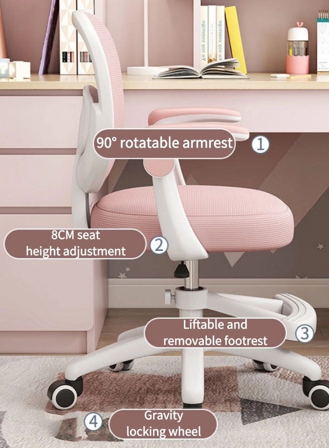 Vixplorn Office chair suitable for teenagers' growth, children's study chair, children's ergonomic chair, children's desk chair, office chair with adjustable armrests, height, universal wheels, footrest, office chair suitable for home/school/office - Image 4
