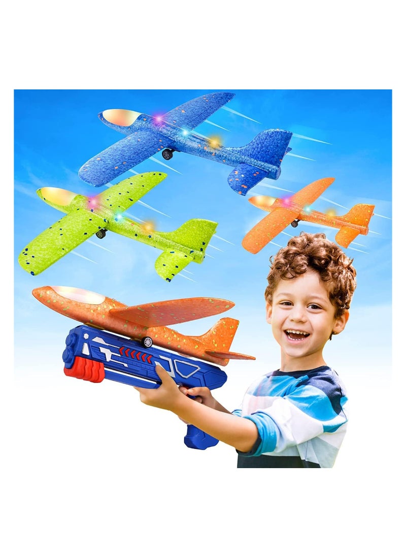 TOY GARDEN Airplane Toys For Boys Girls -Sport & Outdoor Toys For Boys 4 5 6 7 8 9 10 11 years Old/Aeroplane Toys For Boys, 2 Flight Modes LED Foam Glider Plane Toy, Flying Toy/Gift Toys For Boys  - Image 1