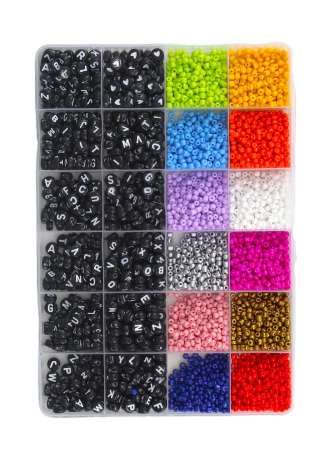 Toy Box Colourful Bracelet Beads And A-Z Alphabet Letter Art Starter DIY Bead Making Kit For Kids  - Image 1