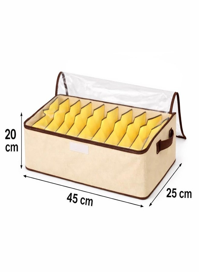 Nibbler® Foldable Clothes Organizer Box with 10 Compartments, Transparent Cover, Storage Bag with Handle for Saree, Lingerie & Innerwear, Wardrobe Organizer for Men & Women - Image 4