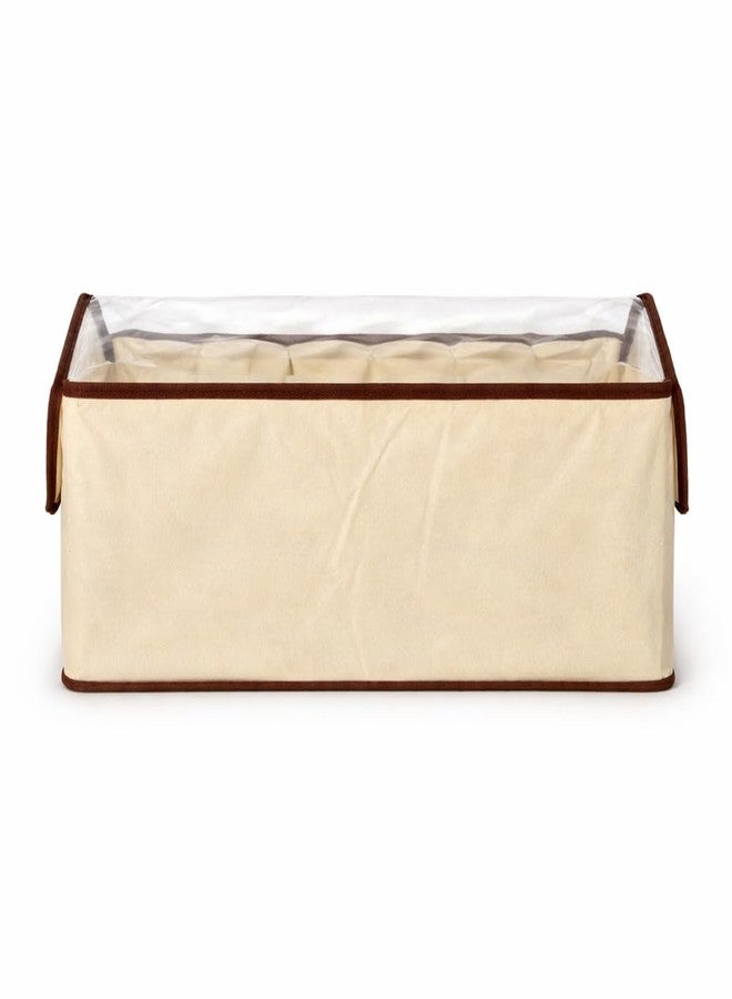 Nibbler® Foldable Clothes Organizer Box with 10 Compartments, Transparent Cover, Storage Bag with Handle for Saree, Lingerie & Innerwear, Wardrobe Organizer for Men & Women - Image 5