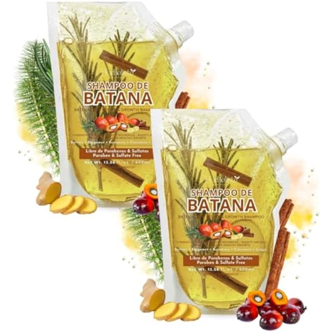 Herbalista 2 Pack Bundle - Viral Batana Oil Herbal Shampoo Pouch 400ml (13.5 fl oz) Each â€“ Shampoo de Aceite Batana With Extracts: Rosemary, Ginger, Horsetail, & Cinnamon. - 100% Natural.