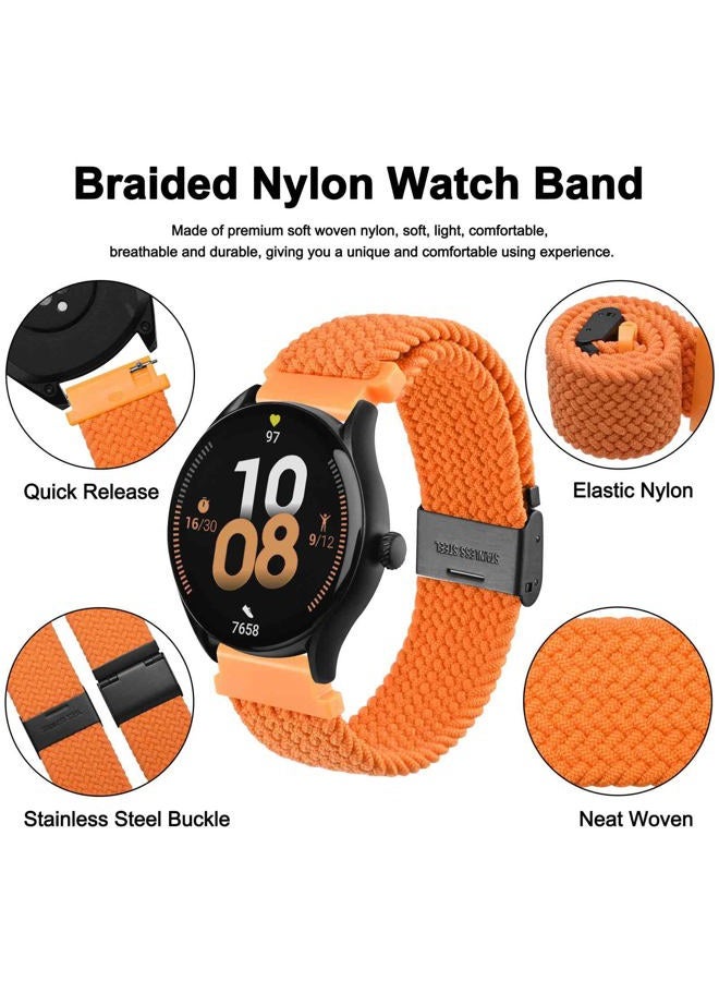 WOCCI 22mm Braided Nylon Watch Band for Men and Women, Quick Release, Black Stainless Steel Buckle (Orange) - Image 3