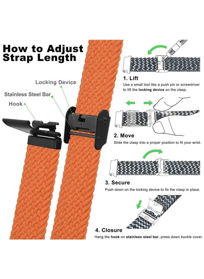 WOCCI 22mm Braided Nylon Watch Band for Men and Women, Quick Release, Black Stainless Steel Buckle (Orange) - Image 5