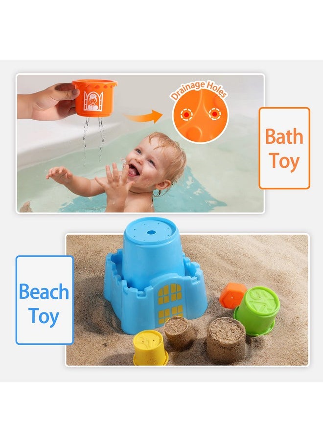 iPlay, iLearn iPlay, iLearn Baby Stacking Toys, Toddler Nesting Stack Cups, Infant Stackable Block, Kids Sorting Game W/Shape Sorter for Sand Bath, Birthday Gift for 12 18 24 Month 1 2 3 Year Old Boys Girls  - Image 4