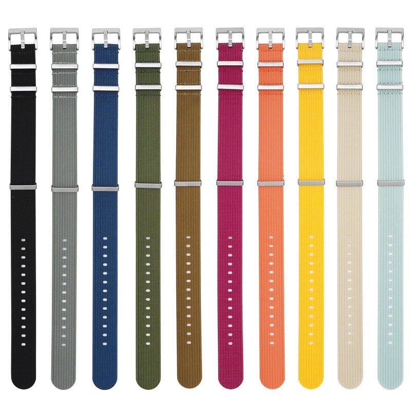 Bluejw 18mm 20mm 22mm 24mm Single Pass Bond Braided Ribbed Nylon Watch Strap – Replaceable Canvas Smart Watch Band for Apple Watch & Other Wristwatches - Image 2