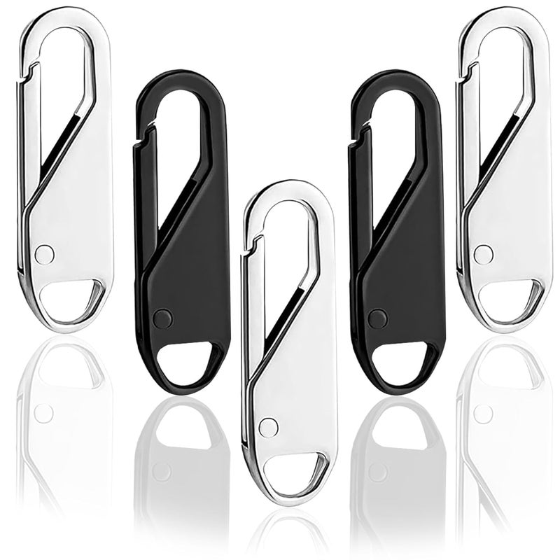 DHANHAR Small Zipper Carabiner Clips, 5 Pcs Elegant Zinc Alloy Zipper Pull Replacement for Travel, Commuting and Camping, Universal Zip Puller Replacement for Handbags, Jackets, Purse, Boots, Pants - Image 1