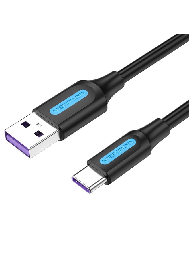 VENTION USB 2.0 A Male to C Male 5A Cable   Black PVC Type Model # CORBC - Image 1