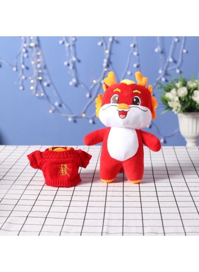 2024 Year Of The Dragon Mascot Zodiac Sweater Dragon Plush Toy Doll Annual Meeting Activity Opening Red Gift With Logo-Specifications:28cm Red Sweater Dragon Plus Gift Box  - Image 3