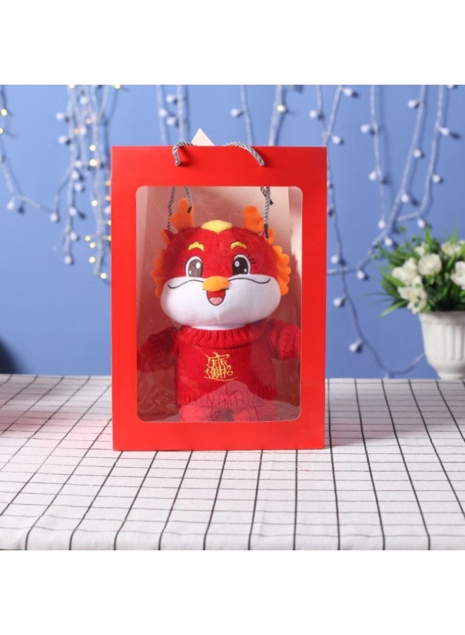 2024 Year Of The Dragon Mascot Zodiac Sweater Dragon Plush Toy Doll Annual Meeting Activity Opening Red Gift With Logo-Specifications:28cm Red Sweater Dragon Plus Gift Box  - Image 1