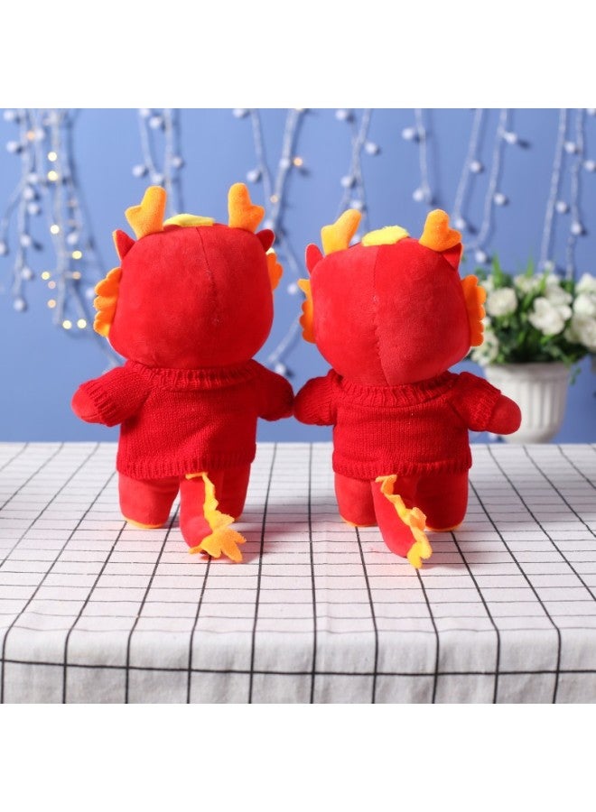 2024 Year Of The Dragon Mascot Zodiac Sweater Dragon Plush Toy Doll Annual Meeting Activity Opening Red Gift With Logo-Specifications:28cm Red Sweater Dragon Plus Gift Box  - Image 4