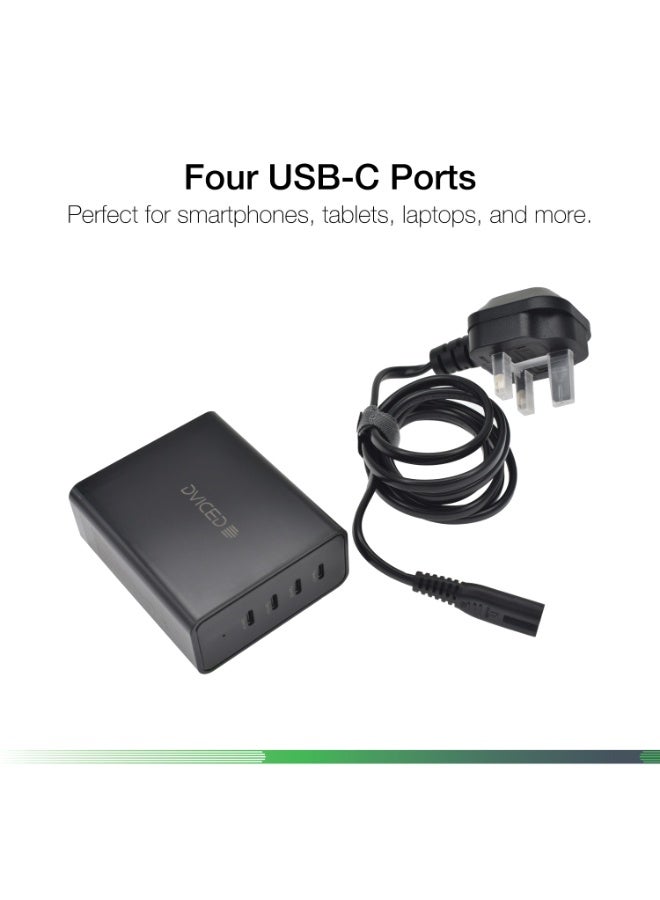 Dviced Wall charger with 140W GaN with 4 USB ports , UK plug - Black - Image 2